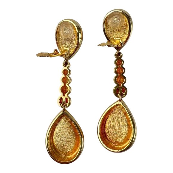 Vintage Christian Dior Runway Statement Green Blue Gripoix Drop Dangle Earrings - Picture 8 of 10